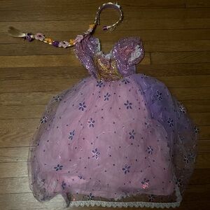 Girls' Purple and Pink Princess Costume Dress with Flower Headband